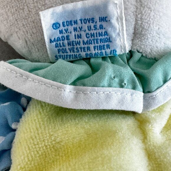 Vtg EDEN Baby Plush Bunny Rabbit Pastel Egg Polka Dot Lovey Toy 11" - Picture 4 of 6